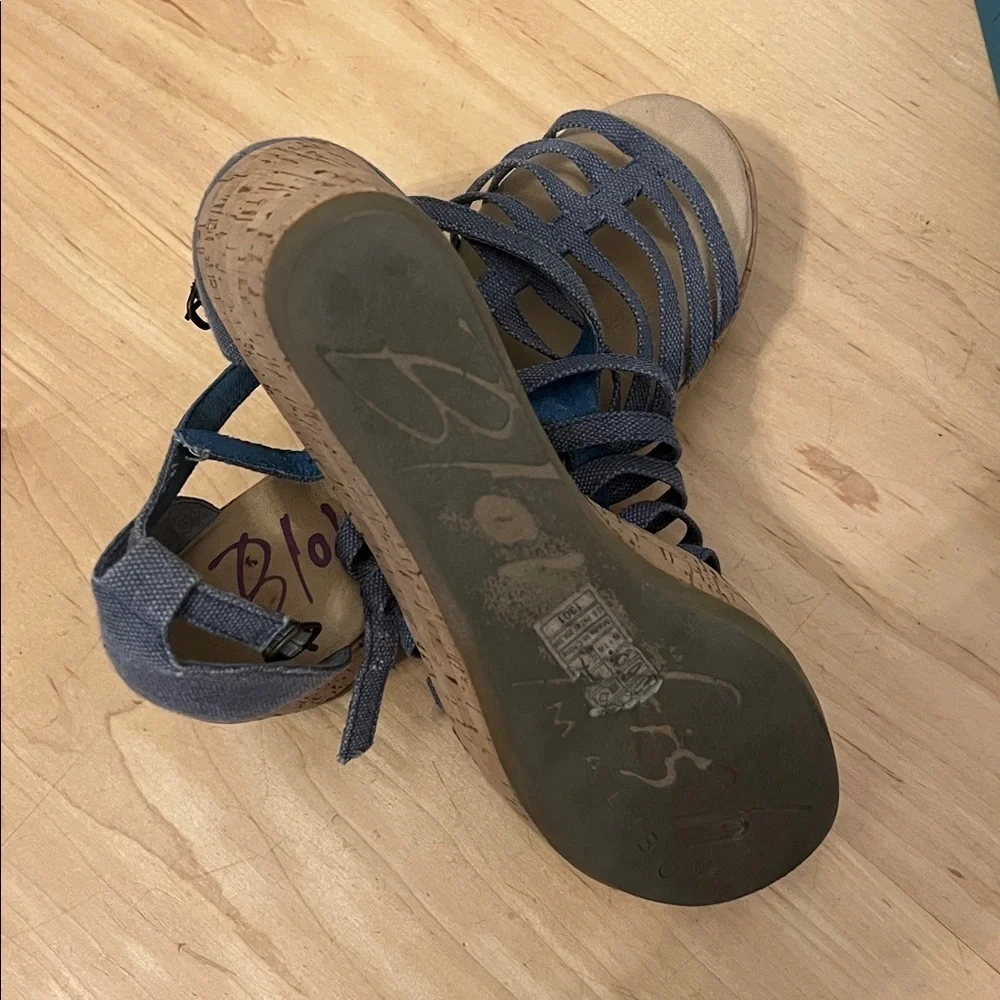 Blowfish Denim Blue Cork Wedges